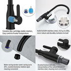 Single Handle Kitchen Faucet Stainless Steel Matte Black, Modern High Arc Kitchen Sink Faucet, Commercial Bar Sink Faucet One Hole with Deck