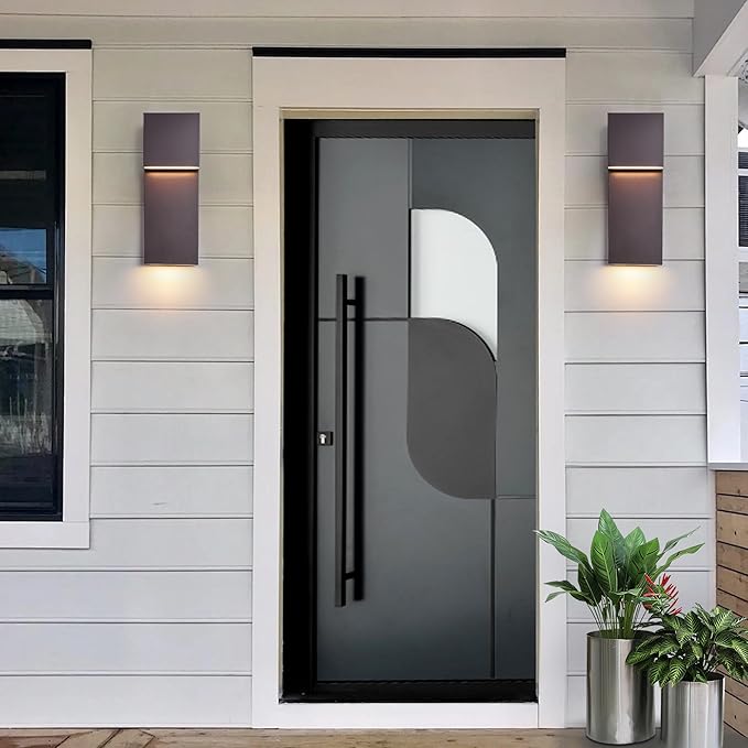 Modern Outdoor Indoor Integrated LED Wall Sconce, 2-Light Total 17W,Bronze Finish,1600 Lumens,3000 Kelvin,90 CRI, Dimmable,Input 120-277V,Weatherproof for Global Front Porch Decor Use.