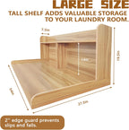 Royxen 2-Tier Washer Dryer Countertop,19.5" H Wood Washer Dryer Topper with Storage Shelf,Laundry Countertop Over Washer and Dryer, Universal Fit for Laundry Room Organization (Oak, 54" W X 27.5" D)