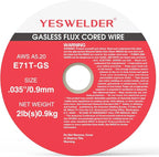 YESWELDER Flux Core Gasless MIG Wire, E71T-GS Mild Carbon Steel .035-Inch Diameter 2-Pound, Strong ABS Plastic Spool Welding Wire (3Packs)