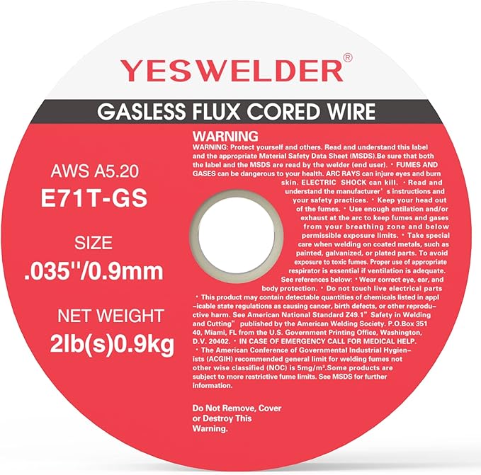 YESWELDER Flux Core Gasless MIG Wire, E71T-GS Mild Carbon Steel .035-Inch Diameter 2-Pound, Strong ABS Plastic Spool Welding Wire (3Packs)