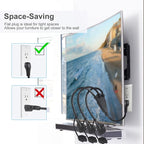 KUNCAN Outdoor 3-Outlet Power Splitter, 90-Degree Flat Plug 1 to 3 Way Outlet Adapter 1.5FT SJTW 16AWG 3-Prong Power Cord Extension Strip with Outlet Cover for Holiday Decoration String Light(2-Pack)