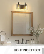 zeyu Oil Rubbed Bronze Bathroom Light Fixtures, 2-Light Bath Vanity Light, 12.5 Inch Farmhouse Wall Sconces with Clear Glass Shade, ZSL72B-2W ORB