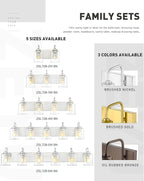 zeyu 12.5 Inch Modern Bathroom Vanity Light Fixtures, 2-Light Wall Mirror Light for Bathroom, Brushed Nickel Wall Sconces with Clear Glass Shade, ZSL72B-2W BN