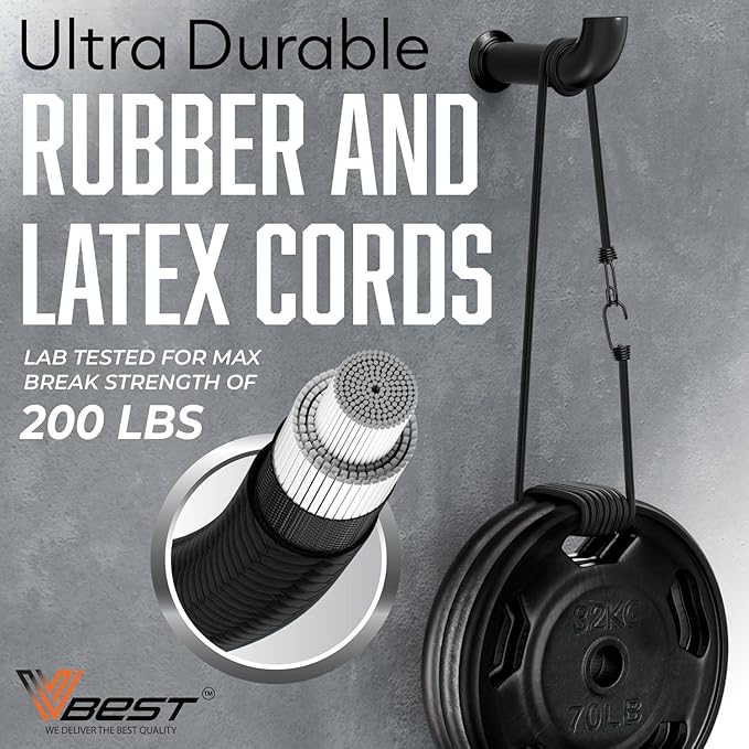 6 Piece Strong Bungee Cords with Hooks 36 Inch - Heavy Duty Outdoor Black Bungy Straps with Metal Hooks - 3ftt Bungie Chords Set UV & Weather Resistant