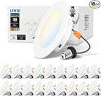 LVWIT 4 inch LED Recessed Lighting, Can Lights with White Cover, 5CCT Dimmable Downlight with E26 Conversion Kit, 18 Pack