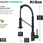KRAUS Bolden Commercial Style 2-Function Single Handle Pull Down Kitchen Faucet in Matte Black, KPF-1610MB