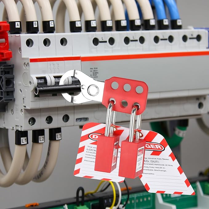 Lockout Tagout Kit Electrical Loto Group Lockout Hasps, Lockout Tags, Safety Padlocks with Number, Nylon Ties with Pocket Bag