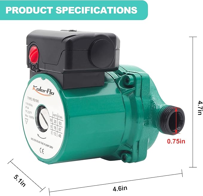 Water Recirculating Pump 3/4 Inch Circulating Water Pump for Water Heater System