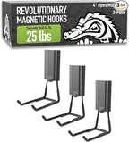GATOR MAGNETICS MIDI 4 in Open Hooks, 25 lb Heavy Duty Magnetic Hooks for Steel Surfaces, Patented Easy-Release, Non-Slip Grip – Storage & Organization, Garage, Shed, Home, Cleaning Tools - 3 Pack