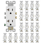 ELEGRP Glossy White Decorator Electrical Wall Outlet Receptacle, 20A 125V Standard Outlets, 2 Pole 3 Wire, Non-Tamper Resistant, NEMA 5-20R, Self-Grounding Wall Outlet, UL Listed, 20 Pack