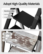 5 Step Ladder, Lightweight Folding Step Stool with Convenient Handgrip,Aluminum 330lbs Capacity Step Ladder for Office,Household,Kitchen(Black)