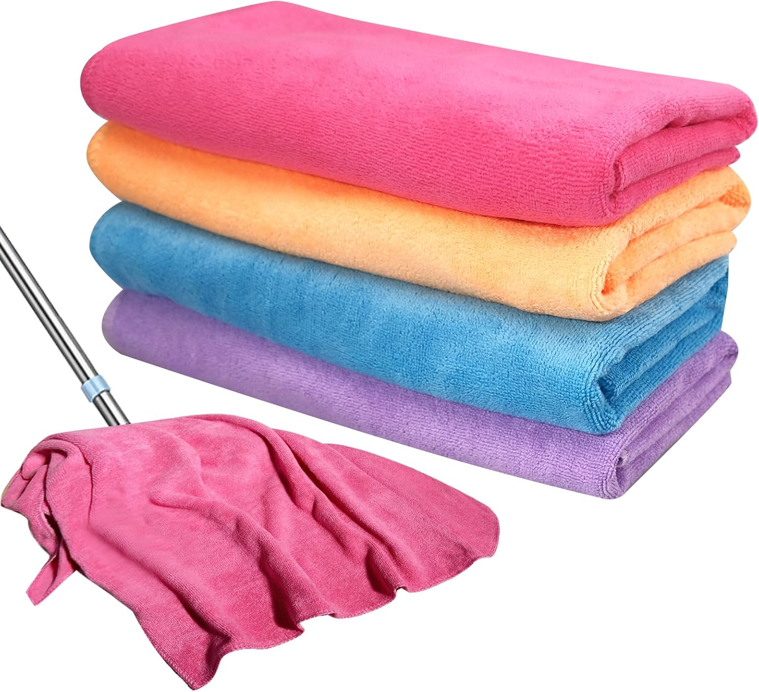 4 Pcs Multicolor Extra Large Microfiber Cleaning Cloth 30 x 20 Inch Reusable Thick Cleaning Towel Washable Solid Color Microfiber Towel for Home Office Window Cars Glass