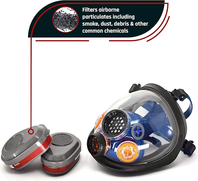 Parcil Distribution Gas Mask Survival Nuclear and Chemical Full Face Respirator - Organic Vapor & Particulate - CE Tested