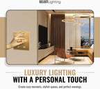 2-Gang Satin Solid Brass Rotary Dimmer Switch, 15A 120V AC Wall Mount, TRIAC/Leading Edge 1-Way Compatible, Dimmable LED Light Control with Knob, Faceplate & Dimming Module