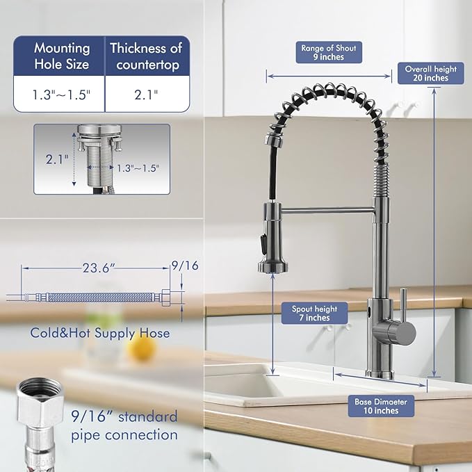 GIMILI Black Stainless Touchless Kitchen Faucet Motion Sensor Kitchen Faucets with Pull Down Sprayer Single Handle Kitchen Sink Faucet