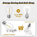 12-Pack Green String Light Bulbs, Patio String Light Replacement Bulbs for Outdoor Indoor, 1W E26 Base S14 LED Colored Light Bulbs for Christmas Halloween,Holiday,Home Decor