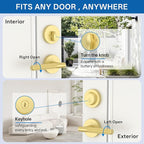 Amerdeco Front Door Lock Set with Double Cylinder Deadbolt, Exterior Entry Door Lever, Heavy Duty Entry Door Locksets for Left or Right Hand Exterior Door（Brushed Gold 2 Pack）