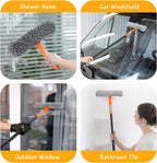 Window Cleaner Tool for Home, 59.5'' Squeegee Kit for Car Windshield, Shower Door, Mirror Cleaning, 2 in 1 Outdoor Glass Washer with Extension Pole