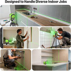 Laser Level with 60 Inch Tripod, Huepar 100Ft Self Leveling Laser Level Rechargeable Green Cross Line Lazer Leveler Tool for Picture Hanging, Tile, Home Renovation, 360° Magnetic Bracket &Target Plate