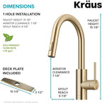 KRAUS Oletto Single Handle Pull Down Kitchen Faucet with QuickDock Top Mount Installation Assembly in Spot Free Antique Champagne Bronze, KPF-2620SFACB