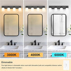 IZORRO Bathroom Vanity Light Fixture, 4-Light 27.5 Inch Matte Black Bathroom Light Fixtures Over Mirror, with White Glass Shade, Modern Farmhouse Vanity Lights, Rustic Restroom Lighting Fixtures