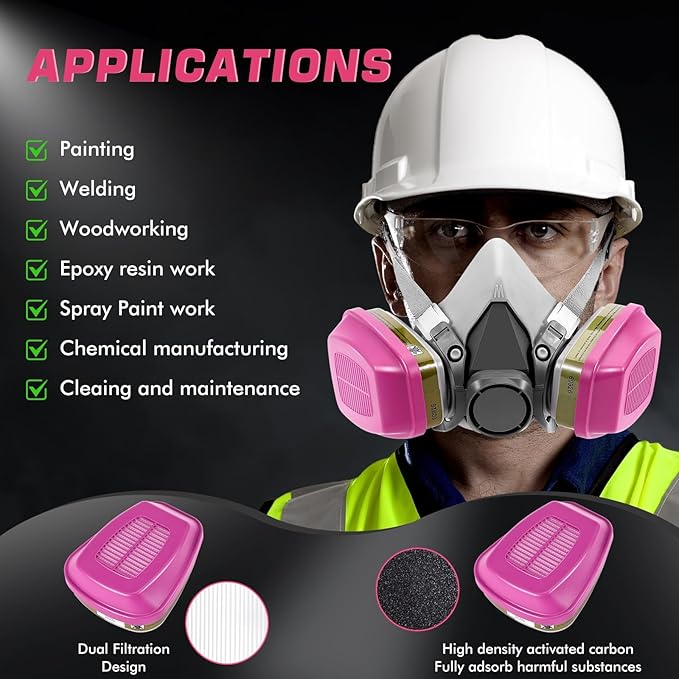 10 Pairs 60926 Filters, Respirator Filter 60926 Cartridges Against Organic Vapor, Acid Gases, Ammonia Methylamine, Formaldehyde Used in 6200 6502 6800 Series Respirator Mask