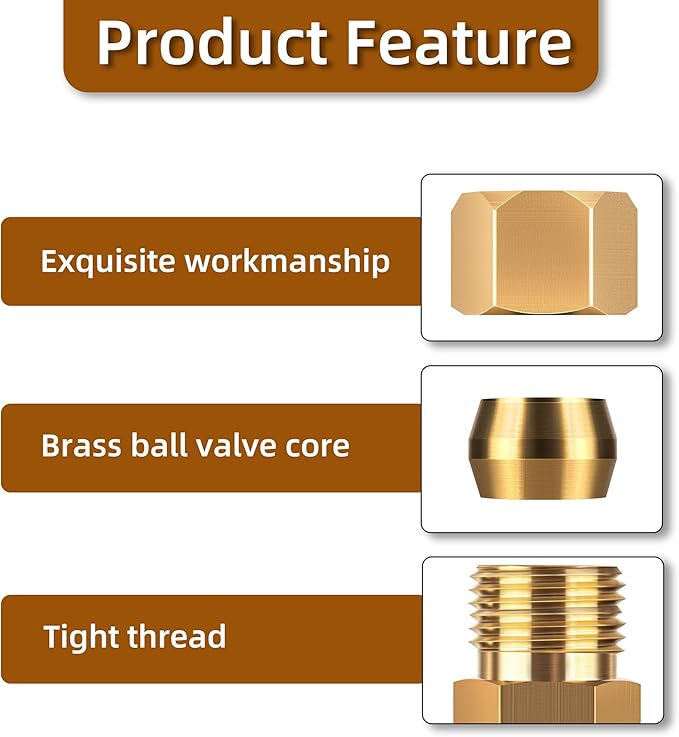 Brass compression tube pipe fitting connector Straight Coupling Adapter 3/8" Tube OD x 1/8" NPT Female Connector (3/8od to 1/8npt)