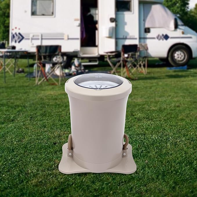 Manual Clothes Dehydrator,Portable Mini Dryer Compact Spin Dryer with Clear Top Cover,12L/3.17gal Freestanding Manual Dehydrator, Manual Clothes Dryer for Camping, Traveling, and Hotel Use (Apricot)