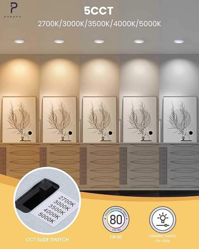 4 inch LED Recessed Light - 9W Gold Gimbal Recessed Lighting Canless Soffit Swivel Eyeball 90° Tilt Wafer Slope Ceiling Adjustable Spotlight Dimmable for Accent Lighting Gold 6 Pack