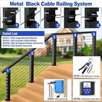 CKE 50 Pairs Black Invisible Cable Railing kit 1/8" Swage Tensioner Hardware and Terminal Hidden T316 Stainless Steel Invisible Receiver and Swage Stud End for 2"x2" 4"x4" Wood/Metal Post Deck Stairs