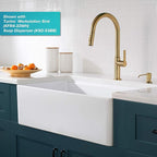 KRAUS Oletto Single Handle Pull Down Kitchen Faucet in Spot-Free Brushed Brass, KPF-2820BB