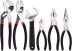 FASTPRO 6-Piece Large Pliers and Wrench Set, Includes 10" Groove Joint, 10" Slip Joint, 8" Linesman, 8" Long Nose, 6" Diagonal Pliers and 8" Adjustable Wrench