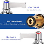 Hot & Cold Side Spindle Assembly for T&S Brass Faucet Handle Stem Assembly Fit for Eterna Valve Replace 002713-40 002714-40 (1 Pair Red & Blue)