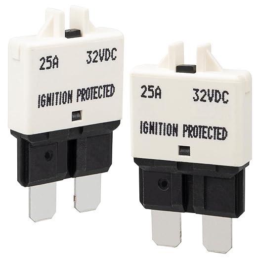 NuIth Manual Reset Mini Fuse Circuit Breakers 25A, E39 Low Profile ATO/ATC Circuit Breaker Blade Fuse 12V-32V DC 25A Re-settable Standard Blade Fuses for Car Truck RV Marine (2PCS-25A)