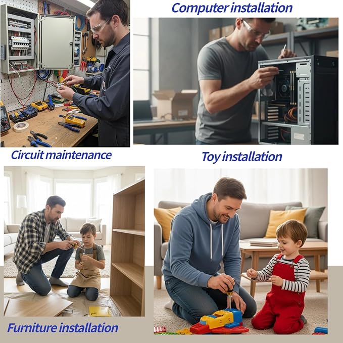 TJ Tool Short Screwdriver, 2-in-1 Stubby Screwdriver with 1/4-Inch Phillips, Slotted, Extended T-Handle