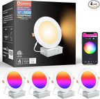 Lumary Smart Recessed Lighting 6 Inch, Canless LED Recessed Lights 13W 1000LM, Color Changing LED Downlight with J-Box, Compatible with Alexa/Google Assistant/BT Remote, ETL Listed, 4 Pack