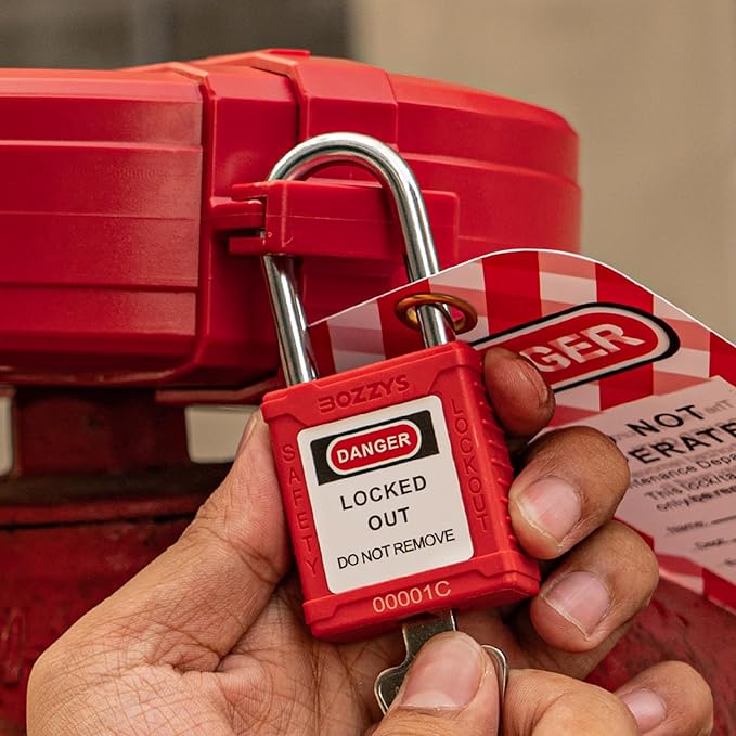 Lockout Tagout Locks with 2 Master Keys｜12-Pack Red OSHA Loto Lock｜Keyed Different & Laser Coding｜Lock Out Padlock Kits for Machinery & Electrical Panels