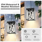 4-Lights LED Large 5CCT Outdoor Pendant Lights, Black Hanging Porch Lighting Fixture Build-in LED Chips with Clear Glass, Exterior Lantern Chandelier Ceiling Mount for Front Door Patio Garden