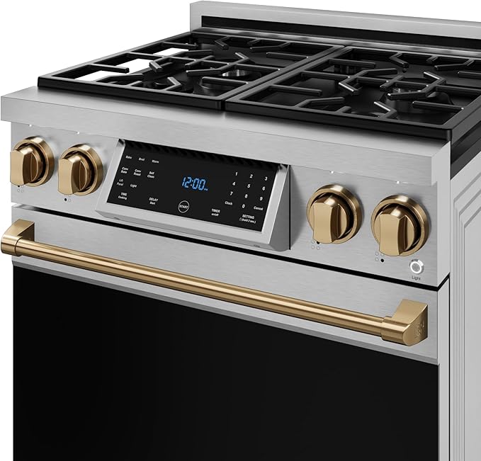 Gordon Ramsay by THOR Kitchen 30 Inch Professional Liquid Propane Range with Tilt Panel Touch Control in Stainless Steel/Bronze