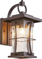 Oil Rubbed Bronze Outdoor Light Sconces Wall Mount Matte Brown Outdoor Wall Lamp Large Exterior Porch Wall Lantern with Seeded Glass 15" Outside Lights for House, Front Door, Patio, Backyard