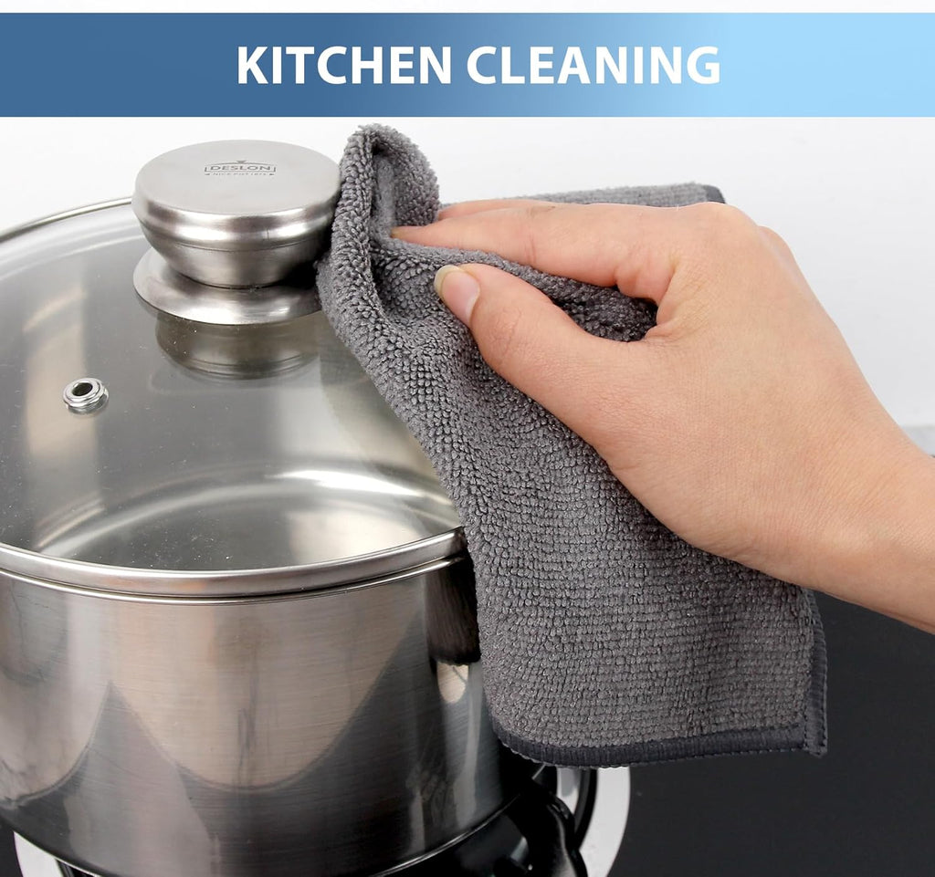 Tricol Clean 12 Pack Microfiber Cleaning Cloth 11.8x11.8inch - Streak-Free, Reusable Wipes for Glass, Kitchen, Car, Dusting - Absorbent & Lint-Free (Mixed 4 Colors 03, 11.8 x 11.8 in)