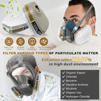 Respirator Cartridge/Filter, 6001 Filter Cartridges Installed on 6200, 6800 Respirator Body, Use for Asbestos, Resin, Paint, Dust, Welding