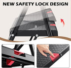 KINGRACK 2-Step Ladder, 800lbs Folding Step Stool with Anti-Slip Wide Pedals and Handrail, Sturdy Steel Ladder for Home, Kitchen, Indoor & Outdoor, Black