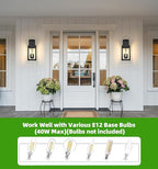 tewei 20'' Outdoor Wall Light, Porch Light Outdoor Wall Sconce Lantern, 2-Light Modern Black Exterior Lighting Fixture Wall Mount, Outside Light for House Garage, 1-Pack