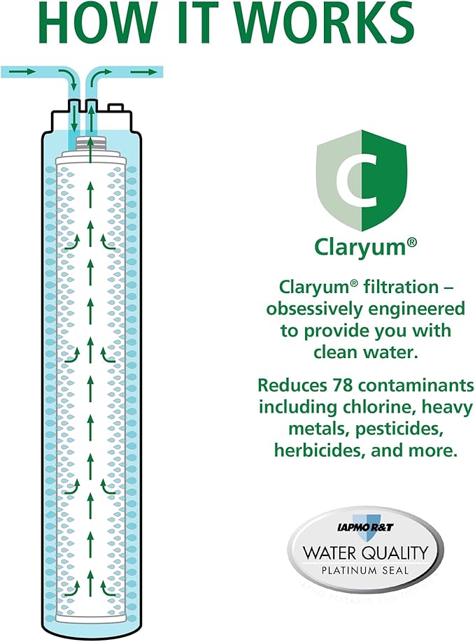 AO Smith Water Filter for Sink Faucet - Advanced Direct Connect Under Sink Water Filter System - Claryum Filtration Reduces 99% of 78 Harmful Contaminants - AO-MF-ADV