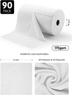 Fantasticlean Microfiber Cleaning Cloth Roll -90 Pack, Tear Away Microfiber Towels, 12" x 12", Reusable, Washable, Scratch Free, Ultra Absorbent Dishcloth for Car, Home Supplies, Pet, Kitchen (White)