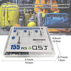 QSJ 155PCS #8 Sheet Metal Screws Set 410 Stainless Steel Hex Washer Head Fast Self Tapping Screws with Screwdriver Bit Silver