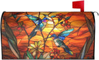 Giwawa Stained Glass Hummingbird Mailbox Covers Magnetic for Fall Mailbox Cover Large Autumn Mail Box Covers Oversized 25.5 x 21 Thanksgiving Decorations Outdoor Welcome Mailbox Wrap