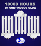 CFML27VLX Replacement Bulb for Verilux CFML27VLX 27 Watt Fluorescent Bulb, Natural Daylight,4-Pin GX10Q-4 Base, 6500K Daylight, 3 Pack